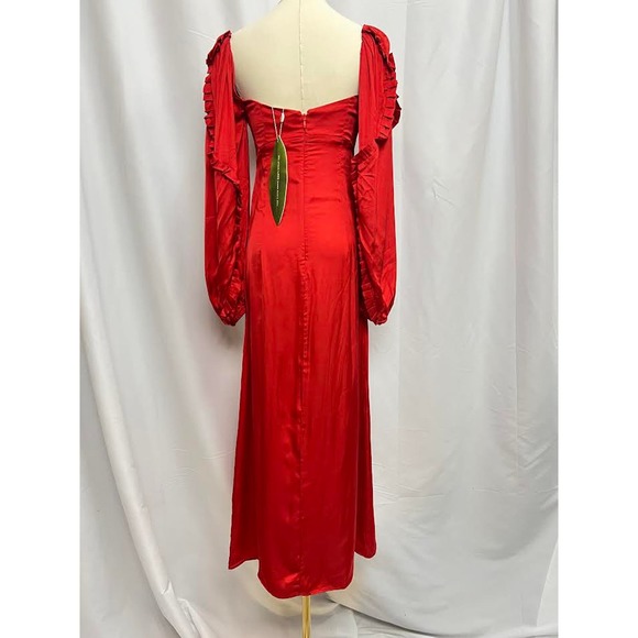 NWT! ANTHROPOLOGIE FARM RIO Red Heart-Shaped Neckline Midi-Dress XXS - Picture 2 of 8